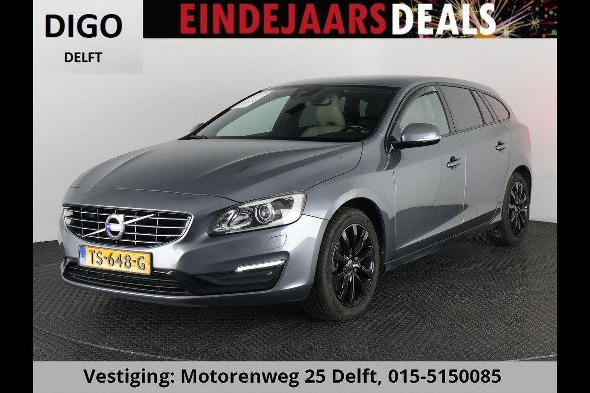 Volvo V60 2.0 T3 POLAR+DYNAMIC BLACKLINE-R GARANTIE 10-2028* LEDER +STOELVERWARMING. PDC.AFNEEMBARE TREKHAAK.GOED ONDERHOUDEN