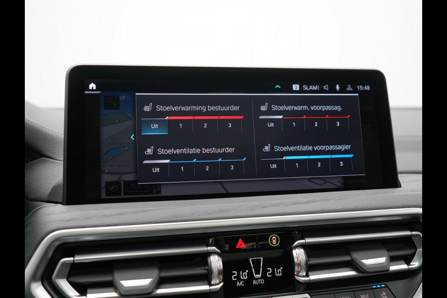 BMW X3 xDrive30e M Sport Plug In Hybrid 293pk Dealer O.H. PHEV | Trekhaak Af Fabriek | Panodak | Head Up | 360 Camera | Laser LED | 20"L.M | Lederen Sportstoelen Ventilatie &  Memory | Sfeerverlichting | Stoelen & Stuur Verwarmd | Aventurinrot III M