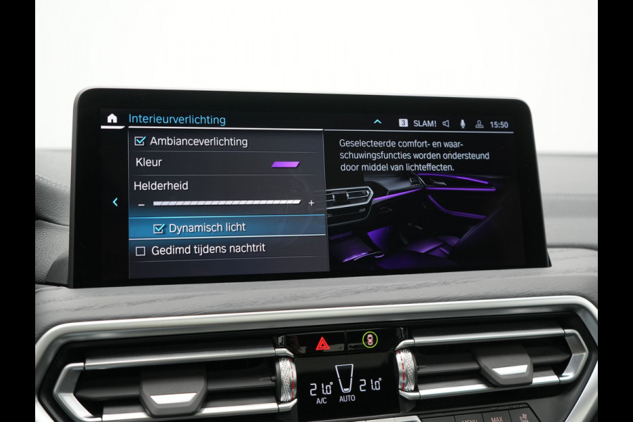 BMW X3 xDrive30e M Sport Plug In Hybrid 293pk Dealer O.H. PHEV | Trekhaak Af Fabriek | Panodak | Head Up | 360 Camera | Laser LED | 20"L.M | Lederen Sportstoelen Ventilatie &  Memory | Sfeerverlichting | Stoelen & Stuur Verwarmd | Aventurinrot III M