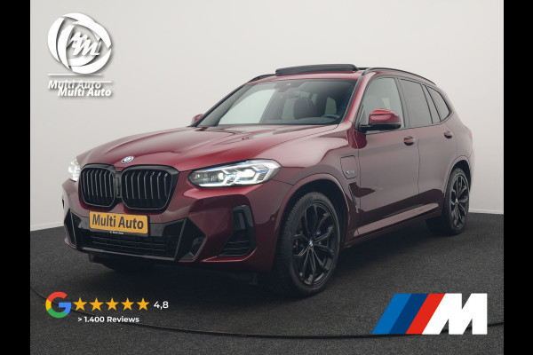 BMW X3 xDrive30e M Sport Plug In Hybrid 293pk Dealer O.H. PHEV | Trekhaak Af Fabriek | Panodak | Head Up | 360 Camera | Laser LED | 20"L.M | Lederen Sportstoelen Ventilatie &  Memory | Sfeerverlichting | Stoelen & Stuur Verwarmd | Aventurinrot III M