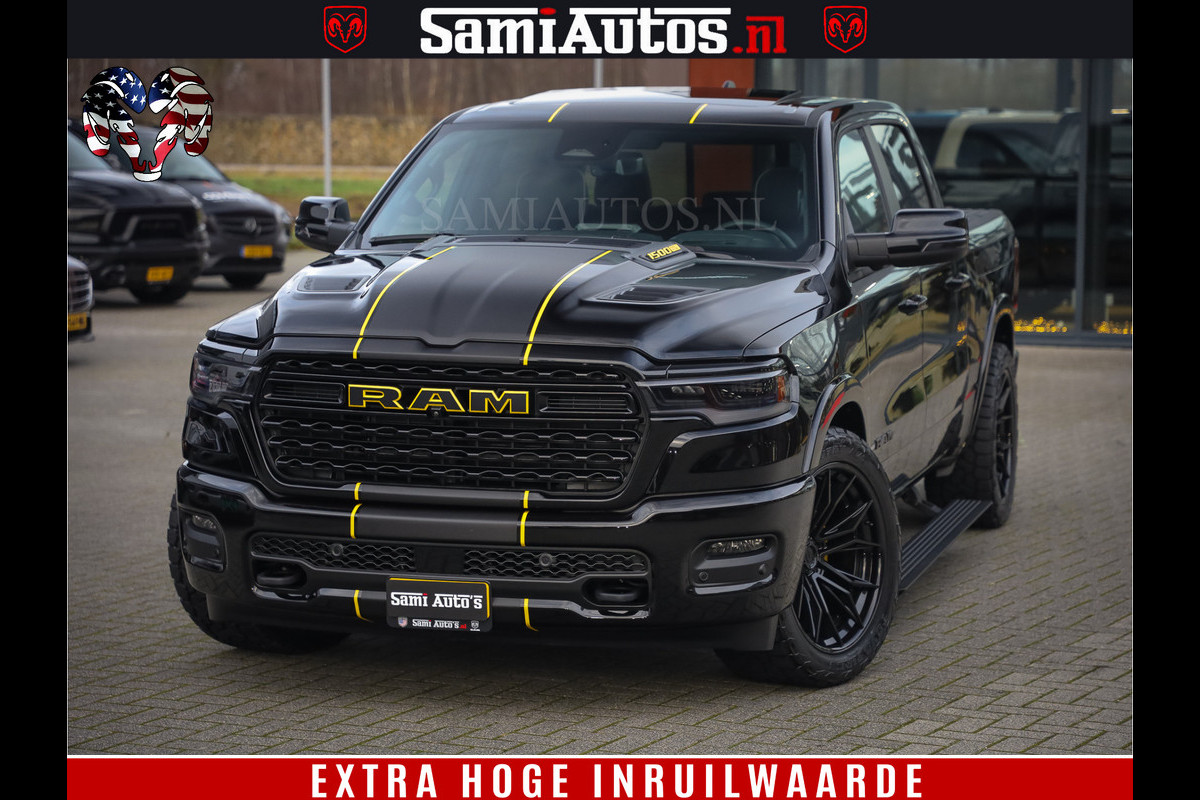 Dodge Ram 1500 Limited Night H.O 540HP 706Nm | Massage + Full Option | De Meest Luxe en Volle Pick-Up in zijn Klasse | Comfortabele Dubbele Cabine met Royale 5 Zitplaatsen | BPM vrij | Nu Leverbaar uit Voorraad | Voorraad Nr 2329 - 5135