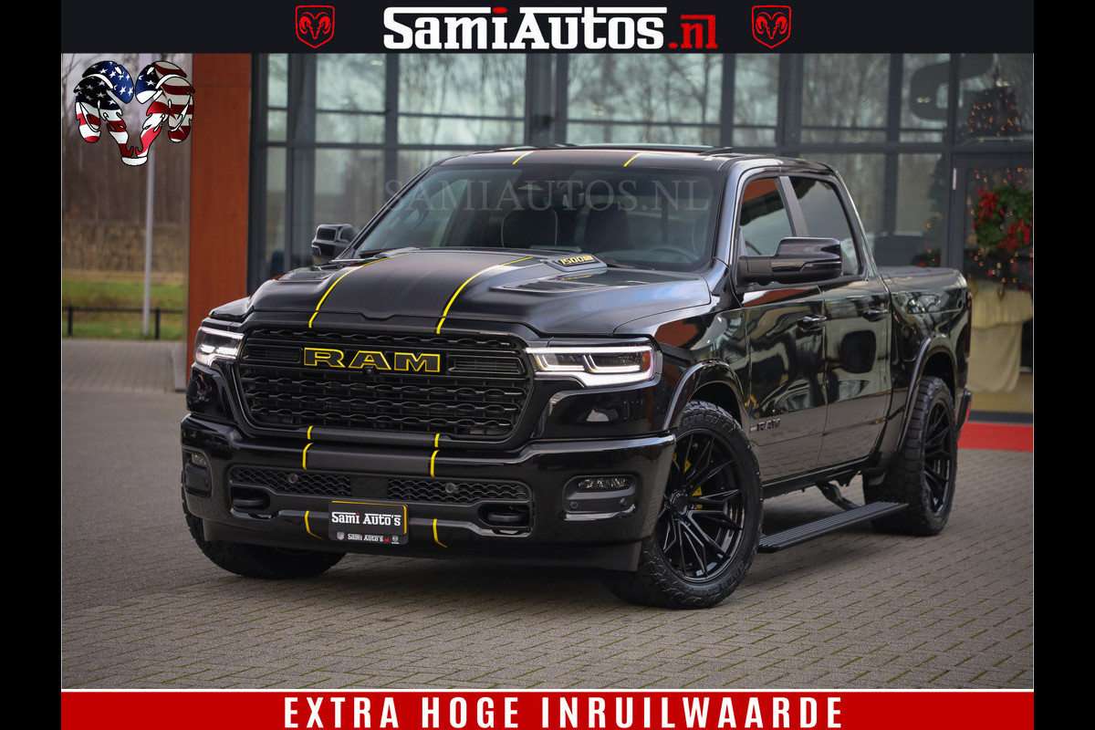 Dodge Ram 1500 Limited Night H.O 540HP 706Nm | Massage + Full Option | De Meest Luxe en Volle Pick-Up in zijn Klasse | Comfortabele Dubbele Cabine met Royale 5 Zitplaatsen | BPM vrij | Nu Leverbaar uit Voorraad | Voorraad Nr 2295 - 8559