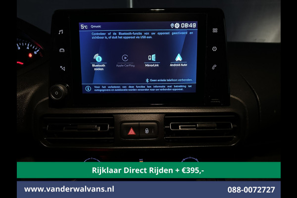 Peugeot Partner 1.5 BlueHDI 102pk L1H1 *Rijklaar Direct Rijden* Euro6 Airco | Apple Carplay | Cruisecontrol Zijdeur, Android Auto, Trekhaak
