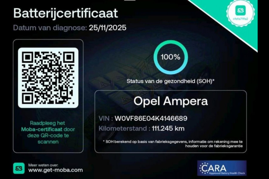 Opel Ampera-E Executive 60 kWh 100% SOH Full Options