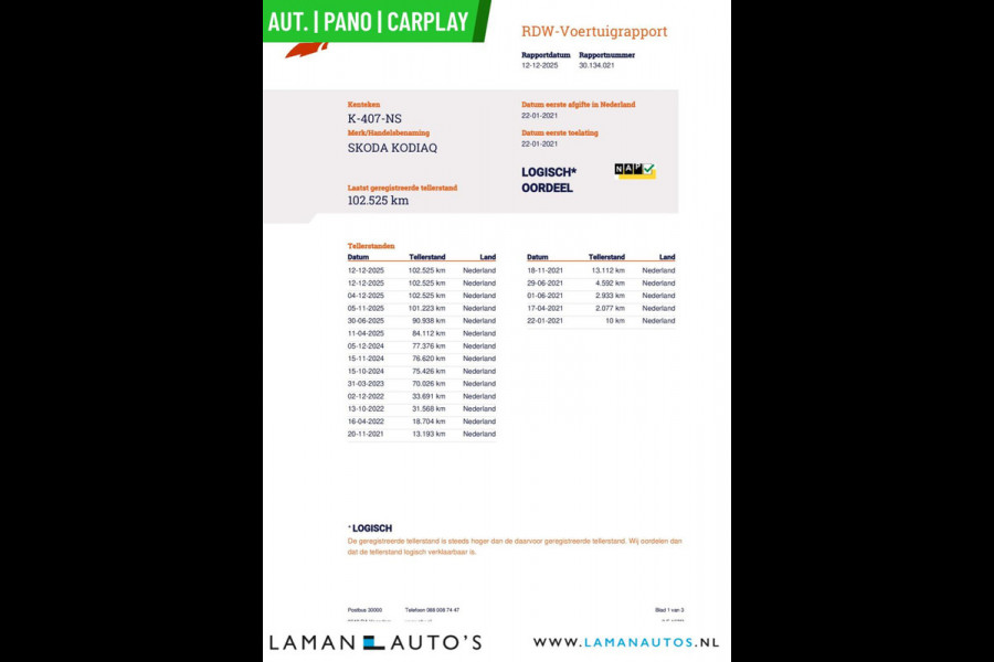 Škoda Kodiaq 1.5 TSI 150pk DSG Sportline Business Aut. | Pano Open Dak Virtual Leder/Alcantara CarPlay Canton 19" Triglav LMV ECC Navi LED AC