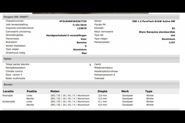 Peugeot 308 SW 1.2 111PK PureTech Active * Distributie vv bij 85Dkm.* / Trekhaak / Navigatie / Airco-ecc./ Pdc./ Radio multimedia / / Apk nieuw