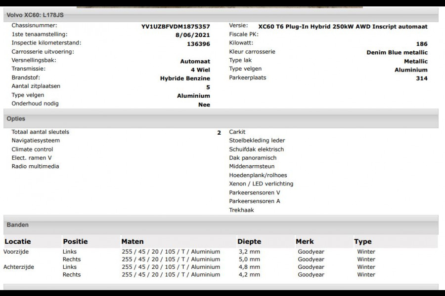 Volvo XC60 2.0 T6 250KW AWD hybrid Inscription / Panoramadak / Trekhaak / Leder lux./Stuur-Stoelverw / Pdc+camera / Audio & Park Ass./ Lighting / Apk 06-2027