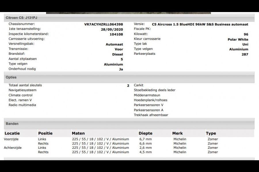 Citroën C5 Aircross 1.5 HDI Automaat Business / Trekhaak / Navigatie / Camera / 1/2 Leder / Radio-multimedia / Airco-ecc. / Apk nieuw