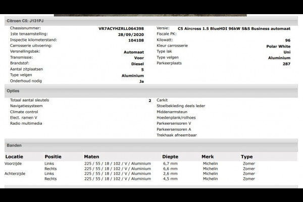 Citroën C5 Aircross 1.5 HDI Automaat Business / Trekhaak / Navigatie / Camera / 1/2 Leder / Radio-multimedia / Airco-ecc. / Apk nieuw