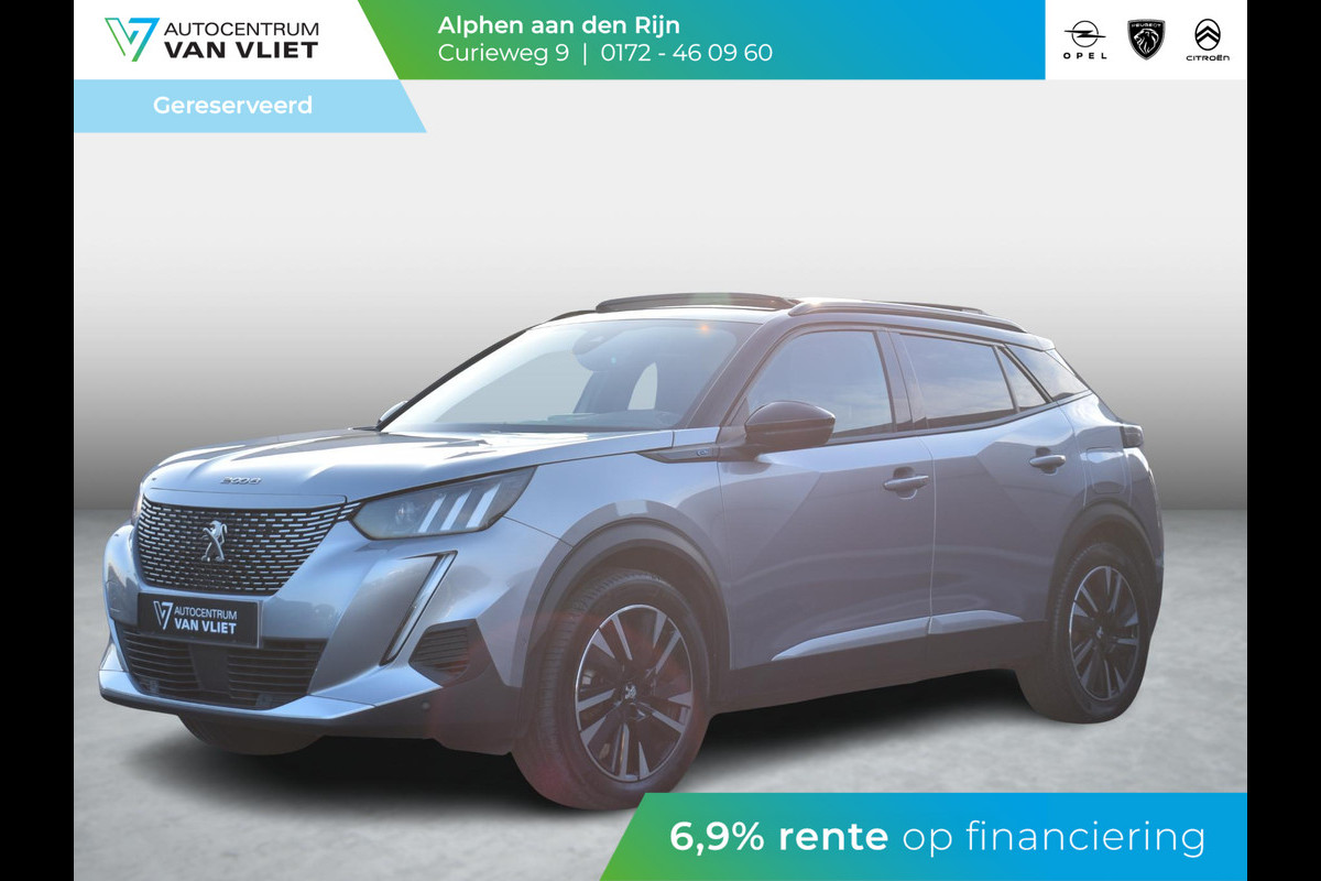 Peugeot e-2008 EV GT 50 kWh SOH 98,0% | SCHUIF- KANDELDAK | NAVI & CARPLAY | ACHTERUITRIJCAMERA MET SENSOREN | E.C.C. |