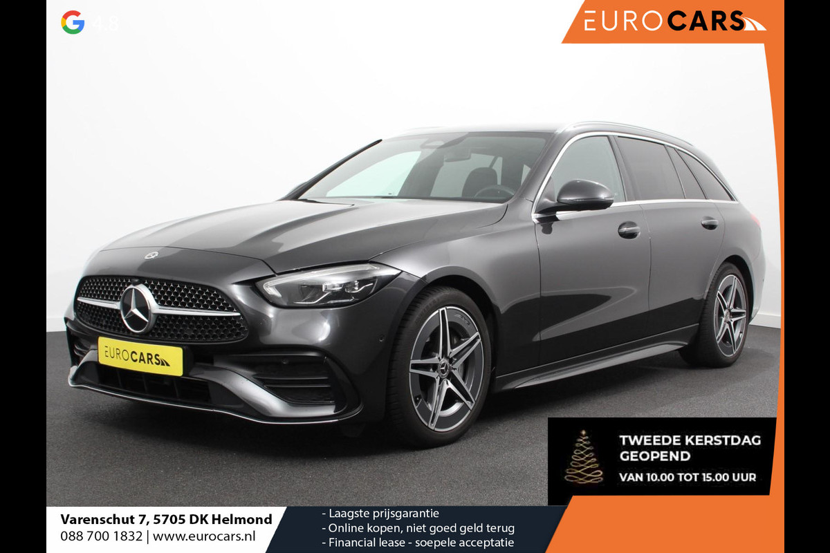 Mercedes-Benz C-Klasse Estate 200 AMG Line | Climate control | Achteruitrijcamera | Wegklapbare trekhaak | Navigatie | Dodehoek assistent | LED | Sfeerverlichting | Adaptieve cruise control | Verwarmde voorstoelen | Elektrische kofferbak