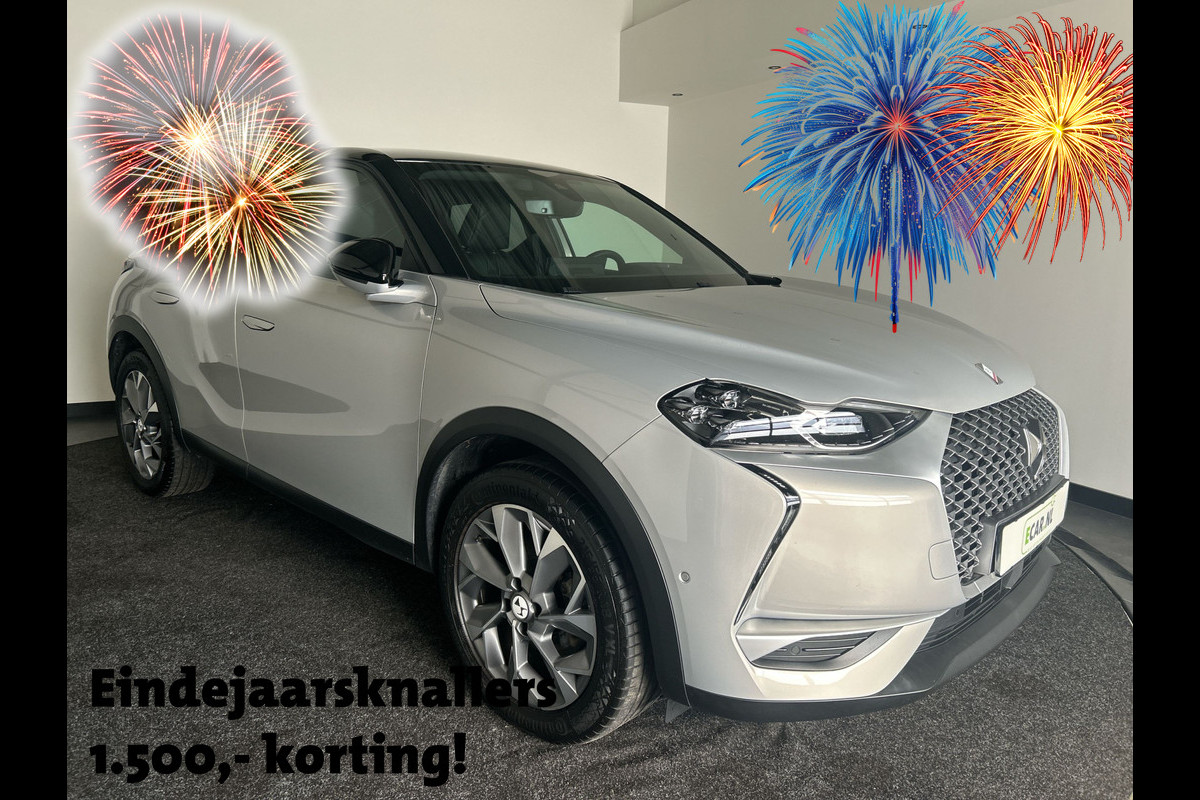 DS DS 3 Crossback E-Tense Grand Chic 50 kWh | Lederen Bekleding | Head Up Display | Zwart dak | Navigatie | SoH (batterijcheck) 90,8 % score!