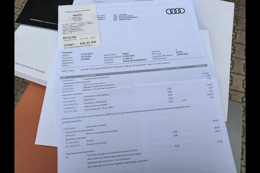 Audi RS3 Sportback 2.5 TFSI RS3 / Pano / B&O / Matrix LED / Dealer onderhouden / Full options / HUD / RS Zetels / GPS Track&Trace