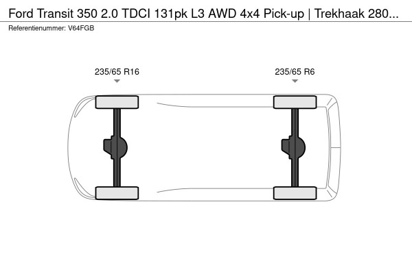 Ford Transit 350 2.0 TDCI 131pk L3 AWD 4x4 Pick-up | Trekhaak 2800KG | 3.66m laadbak | Airco | Cruise | Bluetooth | 1179KG laden
