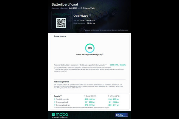 Opel Vivaro-e L2H1 Edition 75 kWh 100% Elektrisch WLTP Range 315km SOH 87% 05-2021