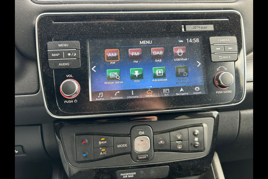 Nissan Leaf N-Connecta 40kWh Navi Ecc 360°Camera Adap.Cruise Pdc Keyless Blindspot Apple Carplay Android Auto Stoel+Stuurverwarming DAB Bluetooth Lmv Privacyglas Zeer compleet!