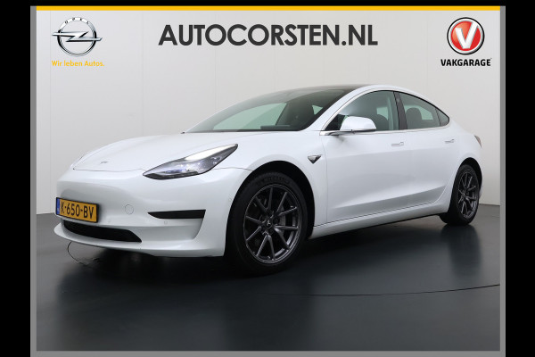 Tesla Model 3 SR Plus 325PK Lmv 18" AutoPilot FSD-3 Leder Pano-dak Adaptive-Cruise Camera's Elektr.-Stuur+Stoelen+Spiegels+Geheugen+Easy-Entry Navi LED Comfortstoelen ACC DAB Voorverwarmen interieur via App Keyless One-Pedal-Drive 1e Eigenaar Origineel Nederlandse Auto