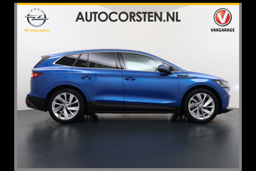 Škoda ENYAQ iV 80 Pano-Dak Adap.Cruise Trekhaak 360°Camera Elek.Stoelen+Memory+Verwarmd Apple Carplay Android Head-Up Display Led Stuur+Achterbankverwarming Elek.Achterklep Keyless advanced SOH 92% Zeer compleet! 1.000kg trekvermogen! 3-fase-11kw-thuisladen
