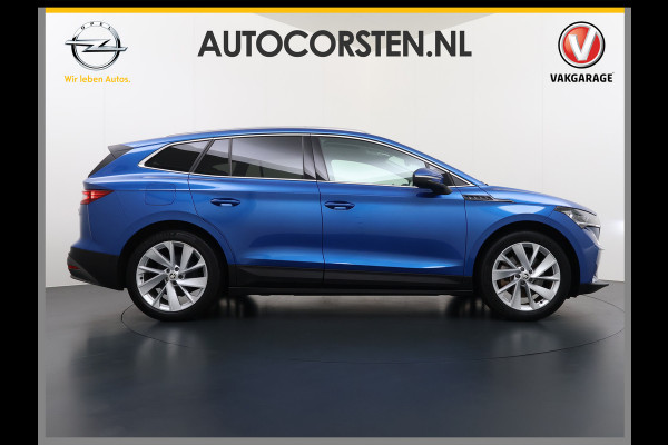 Škoda ENYAQ iV 80 Pano-Dak Adap.Cruise Trekhaak 360°Camera Elek.Stoelen+Memory+Verwarmd Apple Carplay Android Head-Up Display Led Stuur+Achterbankverwarming Elek.Achterklep Keyless advanced SOH 92% Zeer compleet! 1.000kg trekvermogen! 3-fase-11kw-thuisladen