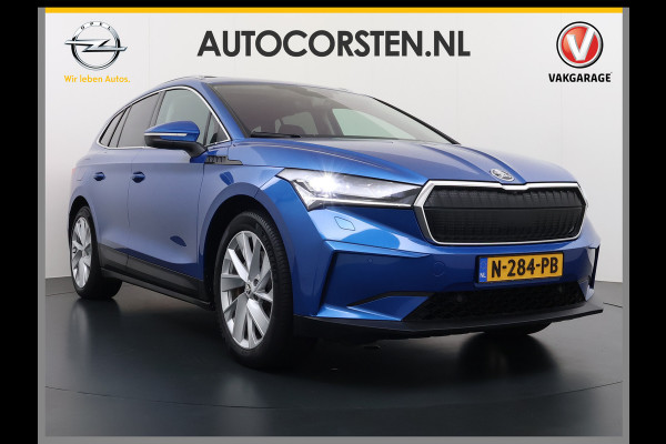 Škoda ENYAQ iV 80 Pano-Dak Adap.Cruise Trekhaak 360°Camera Elek.Stoelen+Memory+Verwarmd Apple Carplay Android Head-Up Display Led Stuur+Achterbankverwarming Elek.Achterklep Keyless advanced SOH 92% Zeer compleet! 1.000kg trekvermogen! 3-fase-11kw-thuisladen