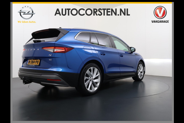 Škoda ENYAQ iV 80 Pano-Dak Adap.Cruise Trekhaak 360°Camera Elek.Stoelen+Memory+Verwarmd Apple Carplay Android Head-Up Display Led Stuur+Achterbankverwarming Elek.Achterklep Keyless advanced SOH 92% Zeer compleet! 1.000kg trekvermogen! 3-fase-11kw-thuisladen
