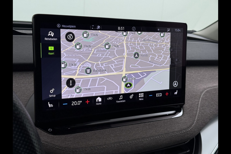 Škoda ENYAQ iV 80 Pano-Dak Adap.Cruise Trekhaak 360°Camera Elek.Stoelen+Memory+Verwarmd Apple Carplay Android Head-Up Display Led Stuur+Achterbankverwarming Elek.Achterklep Keyless advanced SOH 92% Zeer compleet! 1.000kg trekvermogen! 3-fase-11kw-thuisladen