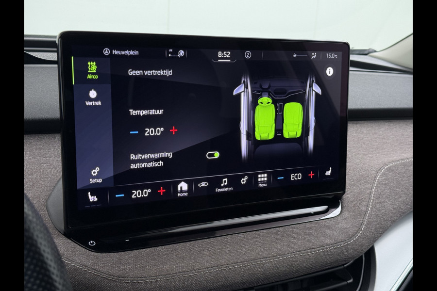 Škoda ENYAQ iV 80 Pano-Dak Adap.Cruise Trekhaak 360°Camera Elek.Stoelen+Memory+Verwarmd Apple Carplay Android Head-Up Display Led Stuur+Achterbankverwarming Elek.Achterklep Keyless advanced SOH 92% Zeer compleet! 1.000kg trekvermogen! 3-fase-11kw-thuisladen