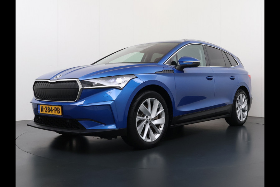 Škoda ENYAQ iV 80 Pano-Dak Adap.Cruise Trekhaak 360°Camera Elek.Stoelen+Memory+Verwarmd Apple Carplay Android Head-Up Display Led Stuur+Achterbankverwarming Elek.Achterklep Keyless advanced SOH 92% Zeer compleet! 1.000kg trekvermogen! 3-fase-11kw-thuisladen
