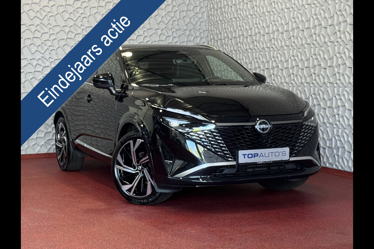 Nissan QASHQAI 1.3 MHEV 160PK TEKNA PLUS BOSE 20''LMV LEER ALCANTARA PANO MASSAGE BOSE STOEL/STUUR/RUIT VERW MATRIX.LED ELEK.KLEP HEADUP 20''LM 03/2025