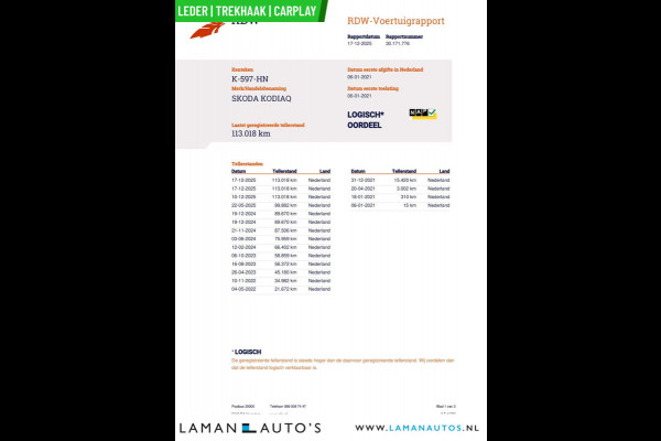 Škoda Kodiaq 1.5 TSI 150pk DSG Business Edition Plus Aut. | Leder CarPlay Trekhaak Canton ECC Navi LED ACC 18" LMV 360 Camera Metallic | Voor