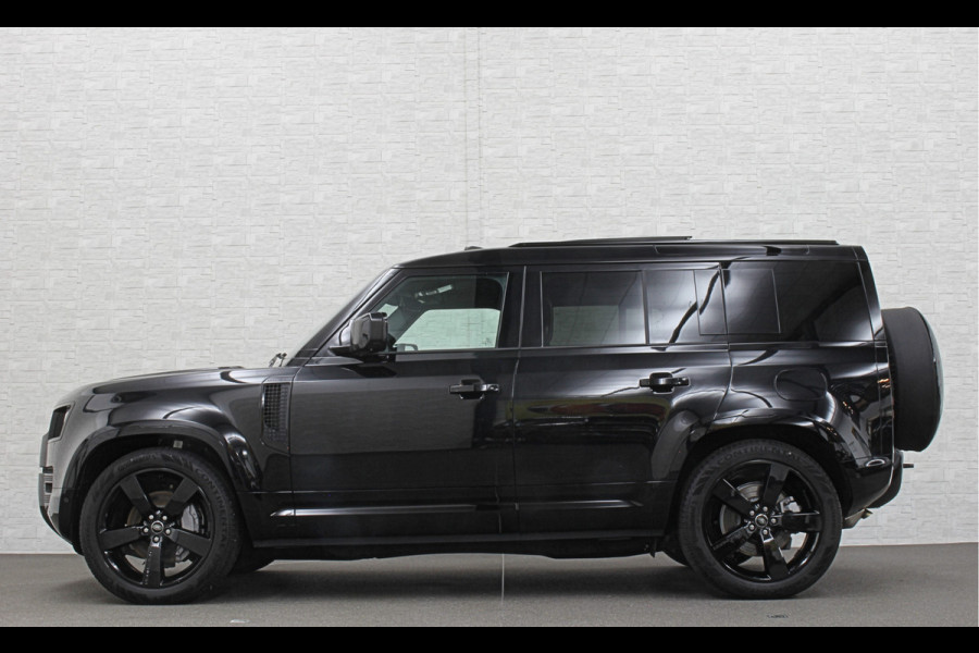 Land Rover Defender 110 2.0 P300e 110 X-Dynamic HSE | Black-Optic | Panorama | 360 Camera | Meridian | Trekhaak | Luchtvering | ACC | Stoelventilatie | Cold-Climate Pack | Leder | Head-Up | Keyless-Entry | Luchtvering | 22'' | Memory | Interieurdelen Leder | Standkachel | Dodehoek |