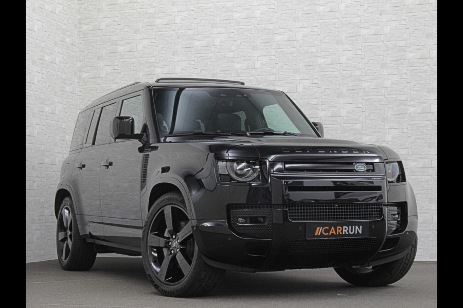 Land Rover Defender 110 2.0 P300e 110 X-Dynamic HSE | Black-Optic | Panorama | 360 Camera | Meridian | Trekhaak | Luchtvering | ACC | Stoelventilatie | Cold-Climate Pack | Leder | Head-Up | Keyless-Entry | Luchtvering | 22'' | Memory | Interieurdelen Leder | Standkachel | Dodehoek |