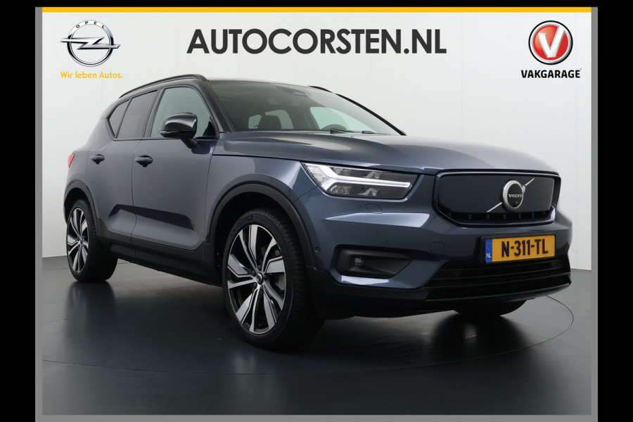 Volvo XC40 232pk *gereserveerd* Recharge Pro 70KwH Pano-Dak SOH 95% Adaptive-Cruise 20" Elektr.-Leer/Alcantara+Verwarmd+Memory Warmtepomp H Led Elek.Achterklep Keyless Full Led Origineel NLse auto! € 54.000,- nieuw. 1e Eigenaar Origineel Nederlandse Auto Dealeronderhouden 1.500KG -Trekvermogen