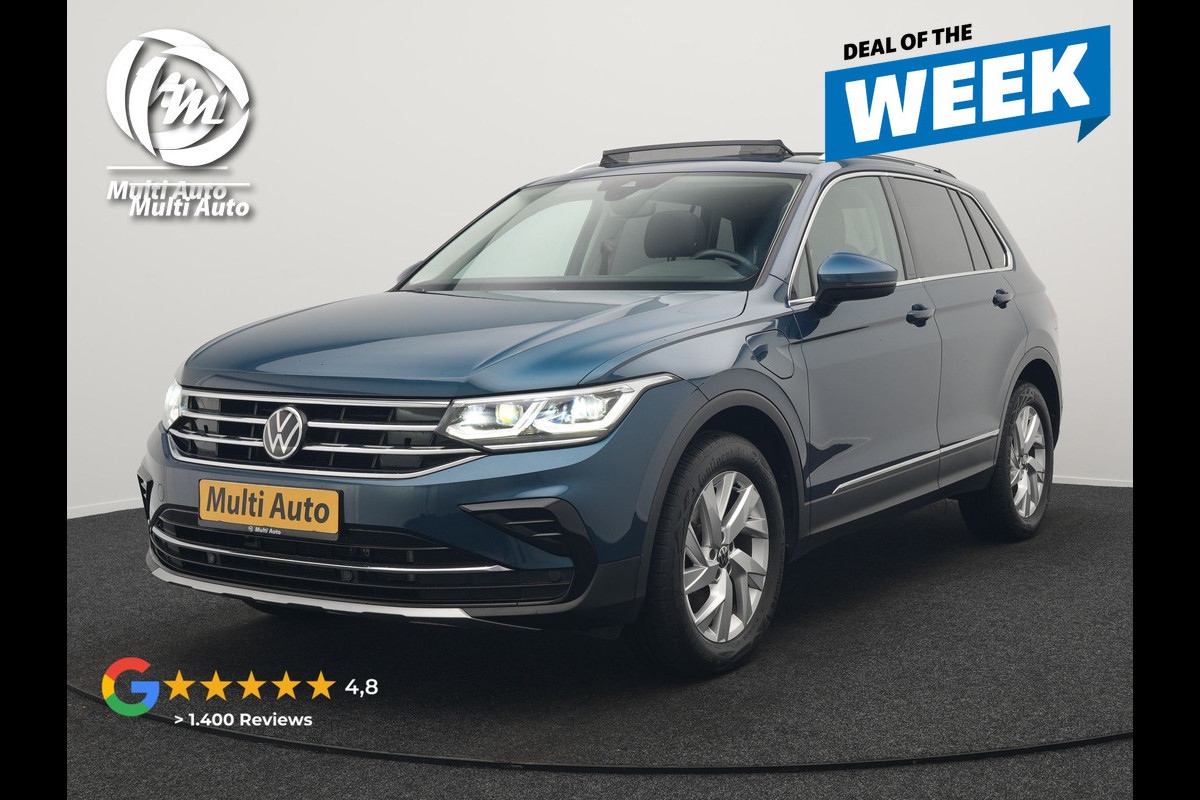 Volkswagen Tiguan 1.4 TSI eHybrid Elegance Plug In Hybrid 245pk PHEV | Panodak | IQ Light | Adaptive Cruise | Alcantara Sportstoelen Verwarmd | Apple Carplay | Sfeerverlichting | Stuur Verwarmd | Navigatie | Virtual | DAB |