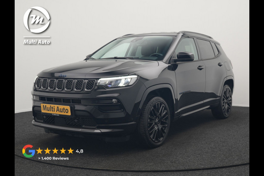 Jeep Compass 4xe 240 Electric S Plug In Hybrid 240pk Dealer O.H. PHEV | Adaptive Cruise | Camera | Lederen Sportstoelen & Stuur Verwarmd | Apple Carplay | Keyless | Navigatie | Virtual | DAB |