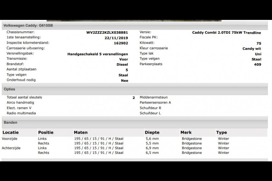 Volkswagen Caddy 2.0 TDI 5Pers. Euro6 Trendline / 2xSchuifdeur / Airco / Pdc. / Radio multimedia /