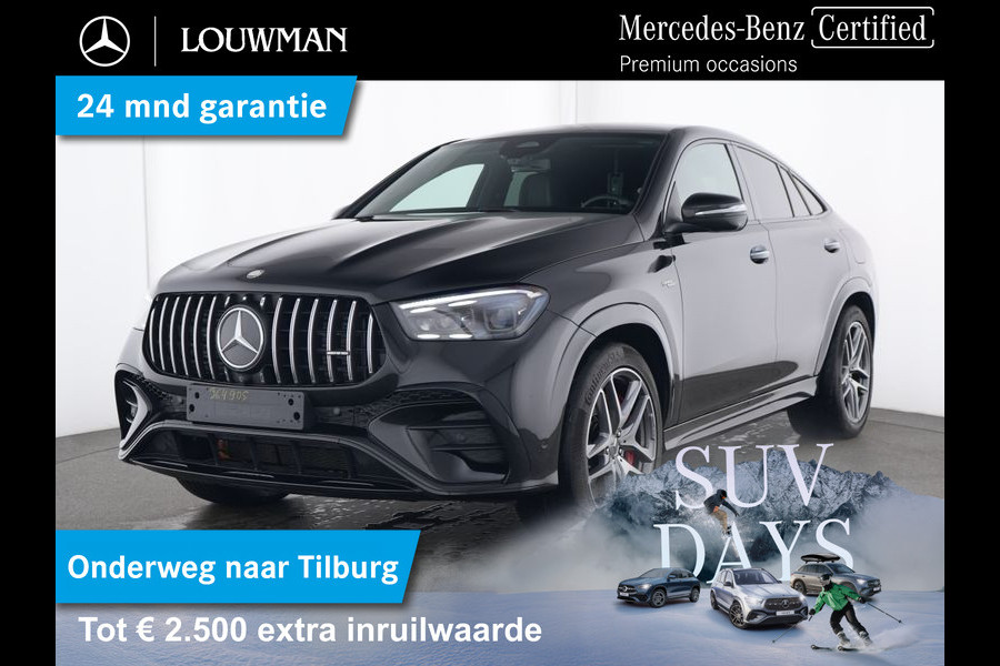 Mercedes-Benz GLE Coupé Mercedes-AMG 53 Hybrid 4MATIC+ Premium Plus Trekhaak | Panorama Schuif-Kanteldak | AMG Night Pakket | Distronic | Parkeerpakket met 360°-camera | Lederen Bekleding. Inclusief 24 maanden MB Certified garantie voor Europa.