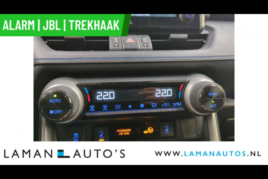 Toyota RAV4 2.5 Hybrid 218pk Bi-Tone | Alarm JBL CarPlay Halfleder Trekhaak ECC Nav 18" LMV ACC Camera Metallic | Hybrid Voorschoten