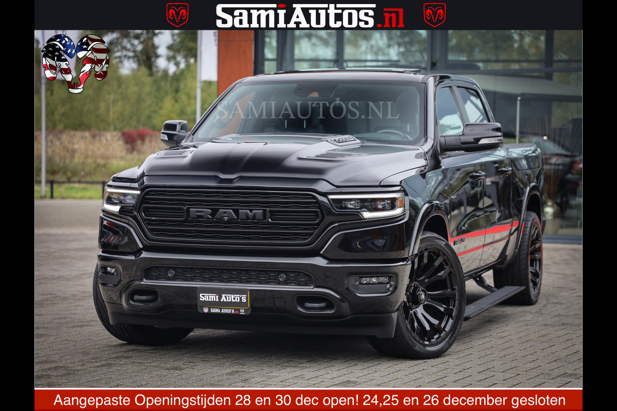 Dodge Ram 1500 LIMITED NIGHT | FEUL WHEELS | BOM VOL | 5.7 V8 4x4 | TOP STAAT | DUBBELE CABINE | MWK | XB9 | HUD | Deze RAM is momenteel in gebruik door ons. Gelieve ons te informeren indien u de pick-up wenst te bezichtigen.