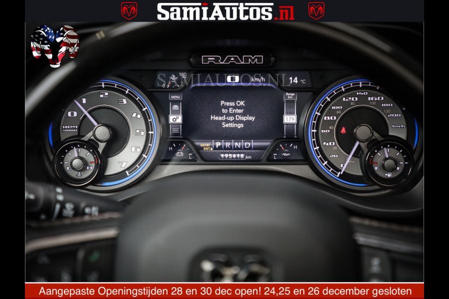 Dodge Ram 1500 LIMITED NIGHT | FEUL WHEELS | BOM VOL | 5.7 V8 4x4 | TOP STAAT | DUBBELE CABINE | MWK | XB9 | HUD | Deze RAM is momenteel in gebruik door ons. Gelieve ons te informeren indien u de pick-up wenst te bezichtigen.