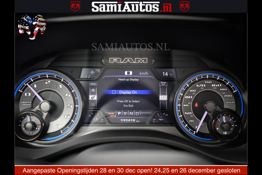 Dodge Ram 1500 LIMITED NIGHT | FEUL WHEELS | BOM VOL | 5.7 V8 4x4 | TOP STAAT | DUBBELE CABINE | MWK | XB9 | HUD | Deze RAM is momenteel in gebruik door ons. Gelieve ons te informeren indien u de pick-up wenst te bezichtigen.