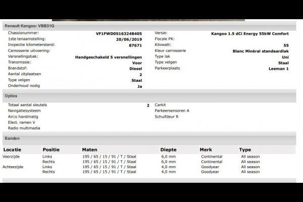Renault Kangoo 1.5 dCi Euro6 75PK Energy Comfort Airco / Navigatie / Pdc. / Radio multimedia / Apk nieuw