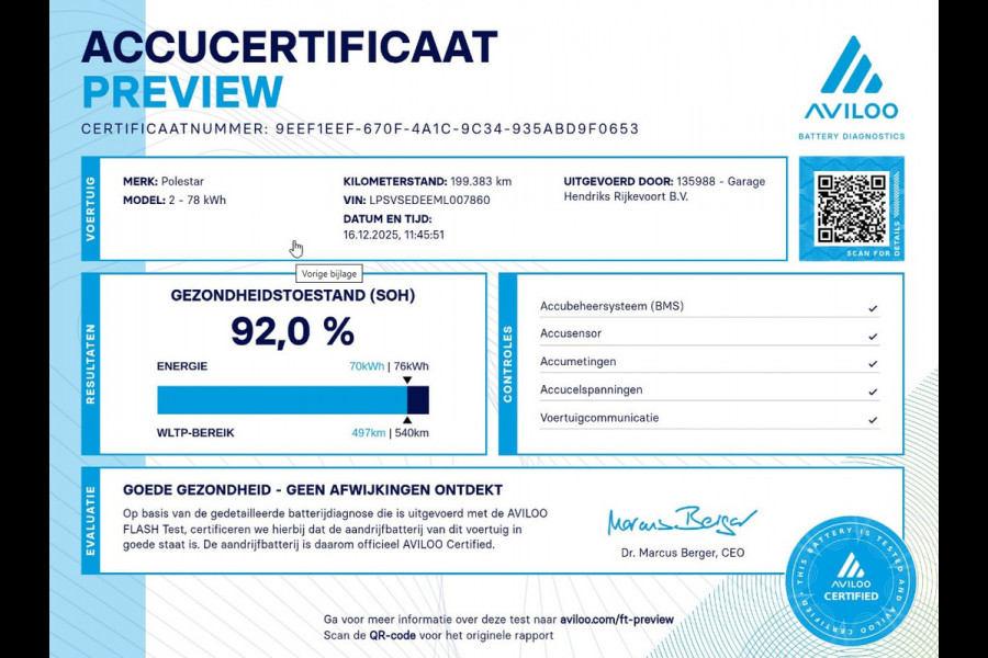 Polestar 2 Long Range Dual Motor Launch Edition 78kWh | SOH: 92,0% | Pano | Full LED | Blis | Memory Seat | occasion