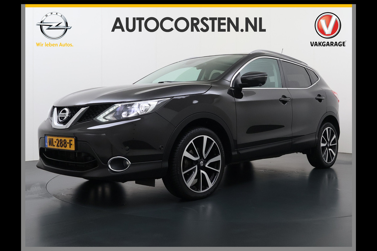 Nissan QASHQAI DIG-T 116PK AUT. Pano-Dak Leer+Elektr.+Verwarmd 360°Camera Automaat Navi TrekhaakPdc Tekna Lmv Led Stoelverwarming Bluetooth Isofix Origineel Nederlandse Auto
