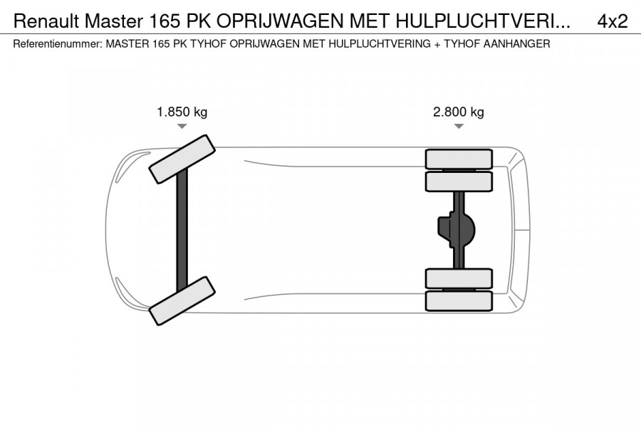 Renault Master 165 PK OPRIJWAGEN MET HULPLUCHTVERING VFJ-63-R + AANHANGER 38-WV-VV