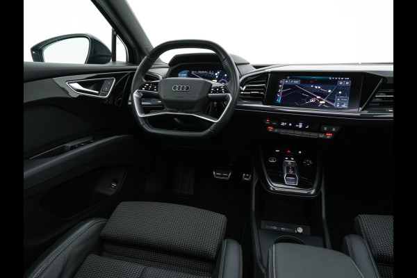Audi Q4 e-tron 40 S-Line Competition Launch edition 77 kWh [ 3-Fase ] {SOH-87%} (INCL-BTW) *HEAT-PUMP | PANO | LEATHER-FABRIC | MATRIX-LED | ADAPTIVE-CRUISE | HEATED-SPORTSEATS | AMBIENT-LIGHT | DIGI-COCKPIT | CAMERA | KEYLESS | NAVI-FULLMAP | ...