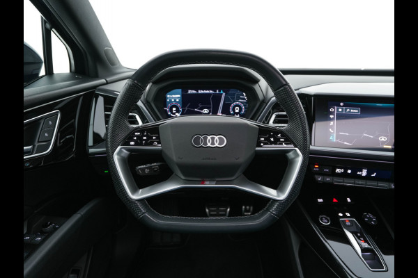 Audi Q4 e-tron 40 S-Line Competition Launch edition 77 kWh [ 3-Fase ] {SOH-87%} (INCL-BTW) *HEAT-PUMP | PANO | LEATHER-FABRIC | MATRIX-LED | ADAPTIVE-CRUISE | HEATED-SPORTSEATS | AMBIENT-LIGHT | DIGI-COCKPIT | CAMERA | KEYLESS | NAVI-FULLMAP | ...