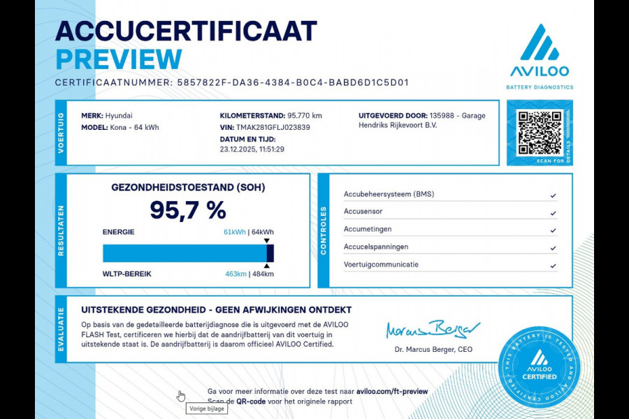 Hyundai Kona EV Comfort 64 kWh | SOH: 95,7% | 3 Fase | Warmtepomp | occasion