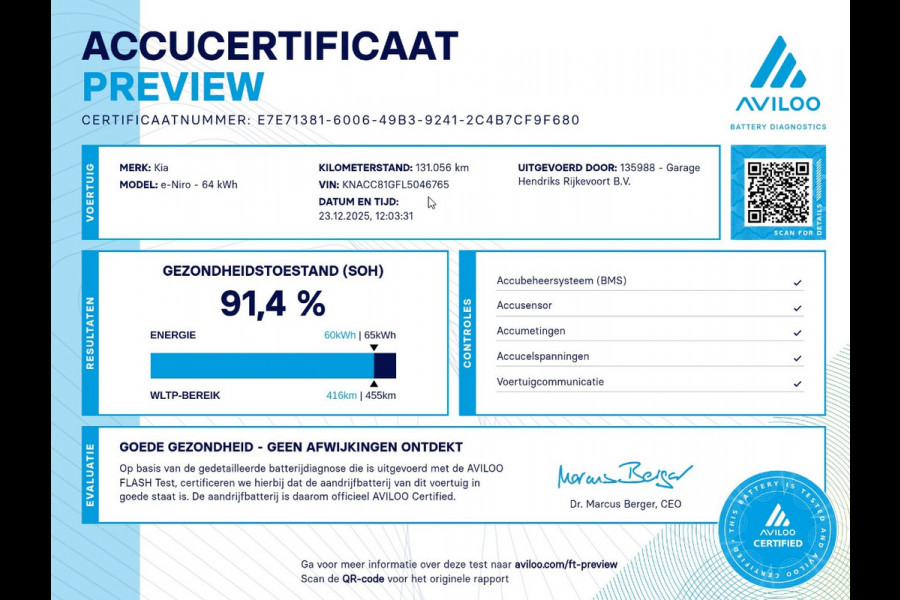Kia e-Niro ExecutiveLine 64 kWh | SOH: 91,4% | 3 Fase | Trekhaak | Leder | occasion