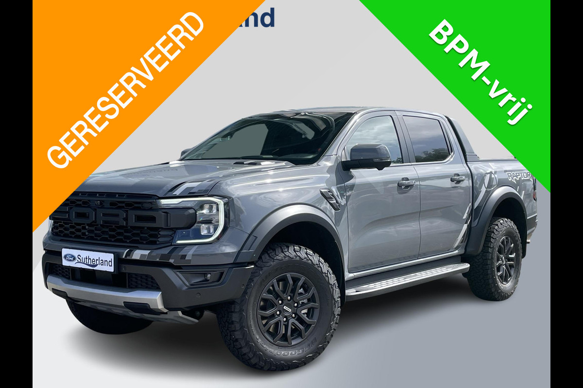Ford Ranger 3.0 EcoBoost Raptor 288pk V6 Automaat Rijklaar! | Conquer Grey Metallic | Raptor Pack   Nieuw Model | SYNC4 | 2.500kg Trekgewicht | Matrix LED Koplampen | Prijs incl. ombouwkosten Grijs Kenteken
